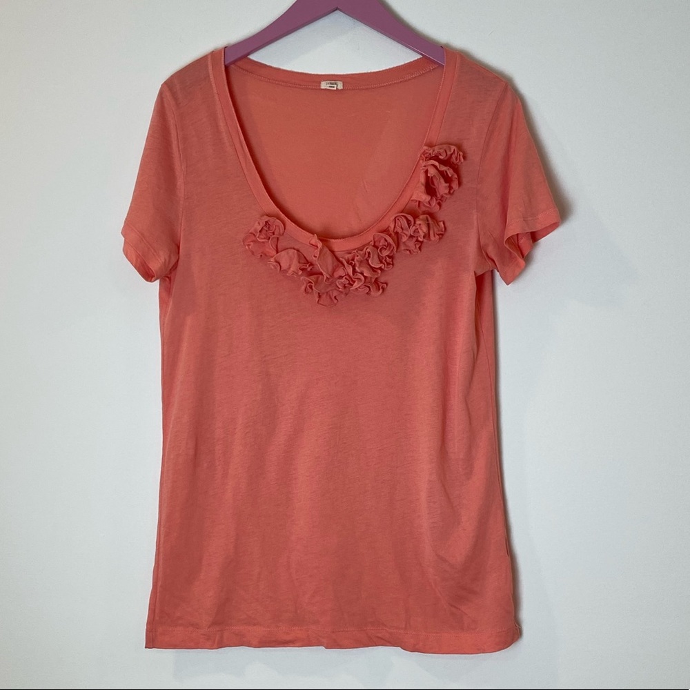 EEUC J. Crew coral colored flower top/tee